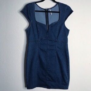 Free People Lia Denim Bodycon Dress M